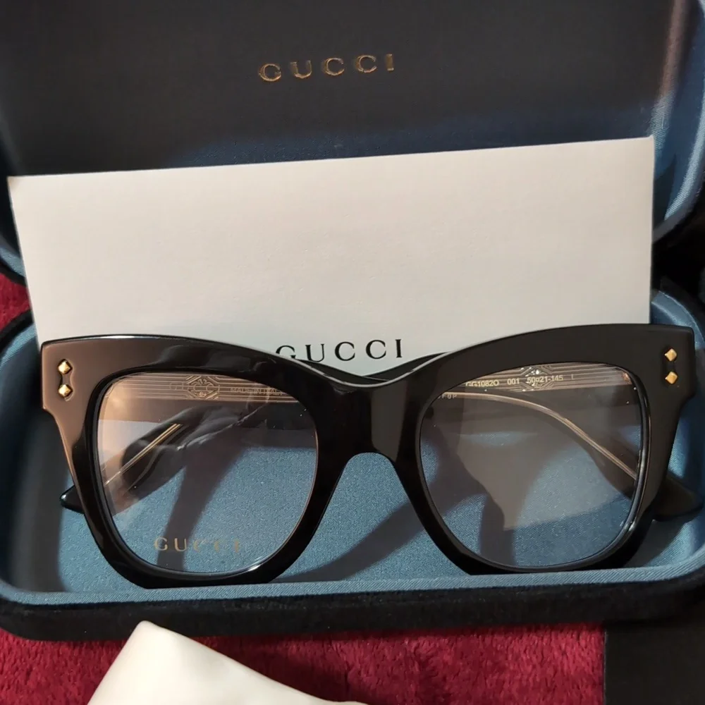 Gucci Women's Black Cat-Eye Glasses Rx - Picture 2 of 7